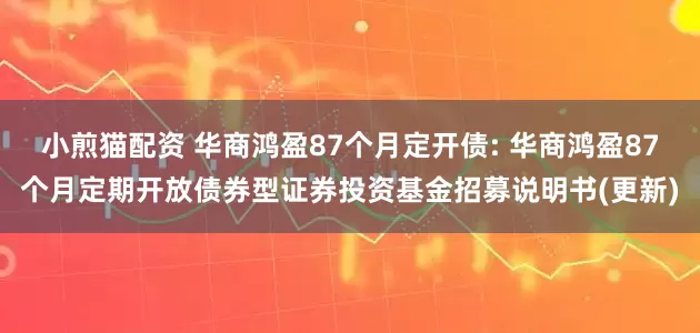 小煎猫配资 华商鸿盈87个月定开债: 华商鸿盈87个月定期开放债券型证券投资基金招募说明书(更新)
