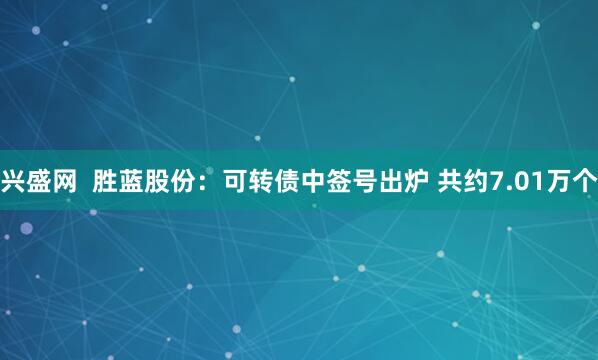兴盛网  胜蓝股份：可转债中签号出炉 共约7.01万个